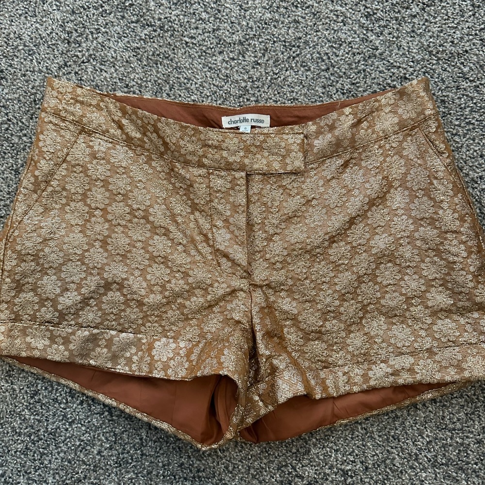 Charlotte Russe gold floral shorts